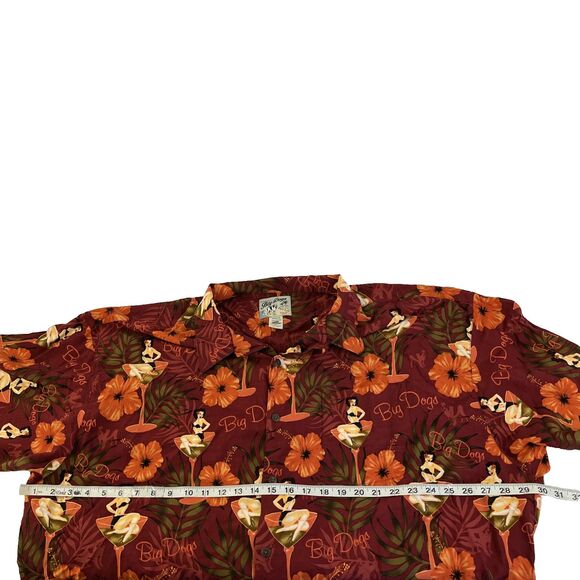 Mens Big Dogs Short Sleeve Hawaiian Shirt Sz 4X Pinup Girl Floral - Picture 8 of 9